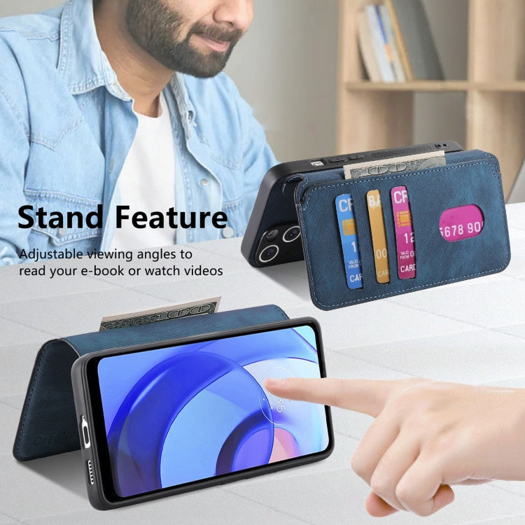 For Motorola Moto E30 / E20 CaseNeo MagSafe RFID Anti-theft Retro Leather Phone Case(Blue) by CaseNeo