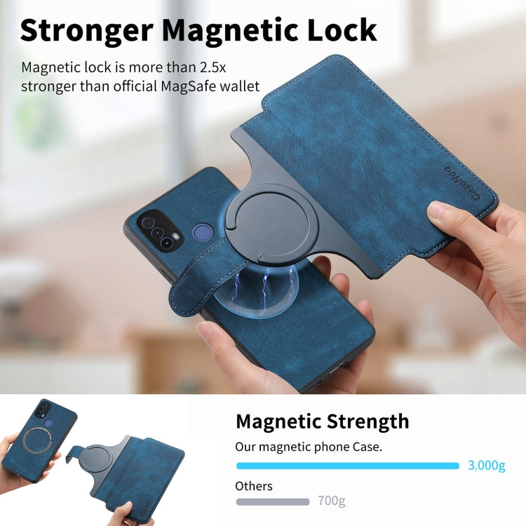 For Motorola Moto E30 / E20 CaseNeo MagSafe RFID Anti-theft Retro Leather Phone Case(Blue) by CaseNeo