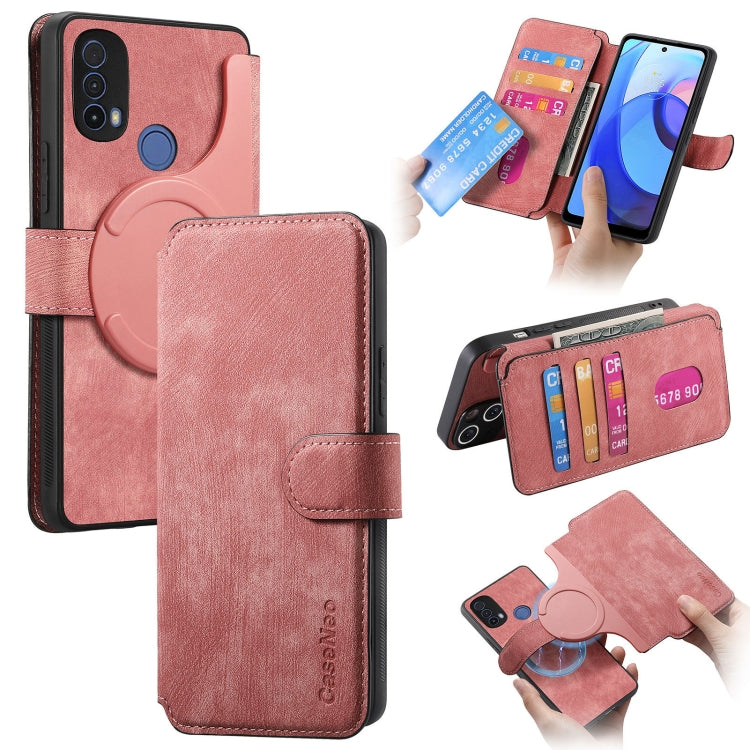 For Motorola Moto E30 / E20 CaseNeo MagSafe RFID Anti-theft Retro Leather Phone Case(Pink) by CaseNeo