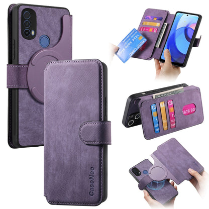 For Motorola Moto E30 / E20 CaseNeo MagSafe RFID Anti-theft Retro Leather Phone Case(Purple) by CaseNeo