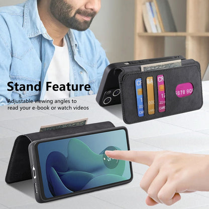 For Motorola Moto G 5G 2024 CaseNeo MagSafe RFID Anti-theft Retro Leather Phone Case(Black) by CaseNeo