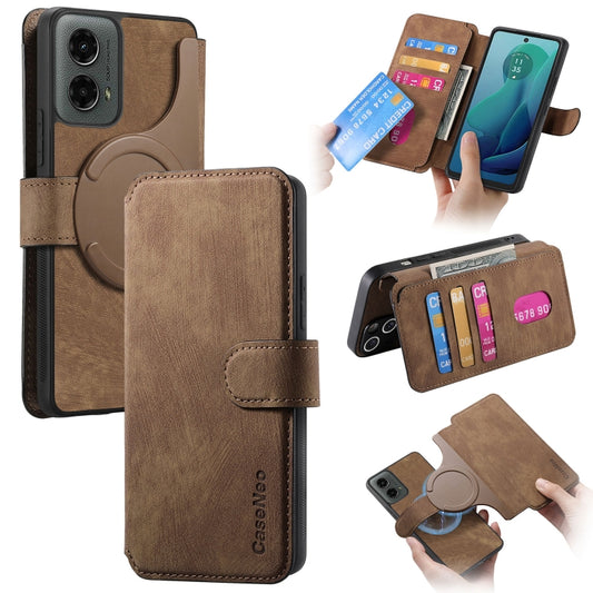 For Motorola Moto G 5G 2024 CaseNeo MagSafe RFID Anti-theft Retro Leather Phone Case(Brown) by CaseNeo