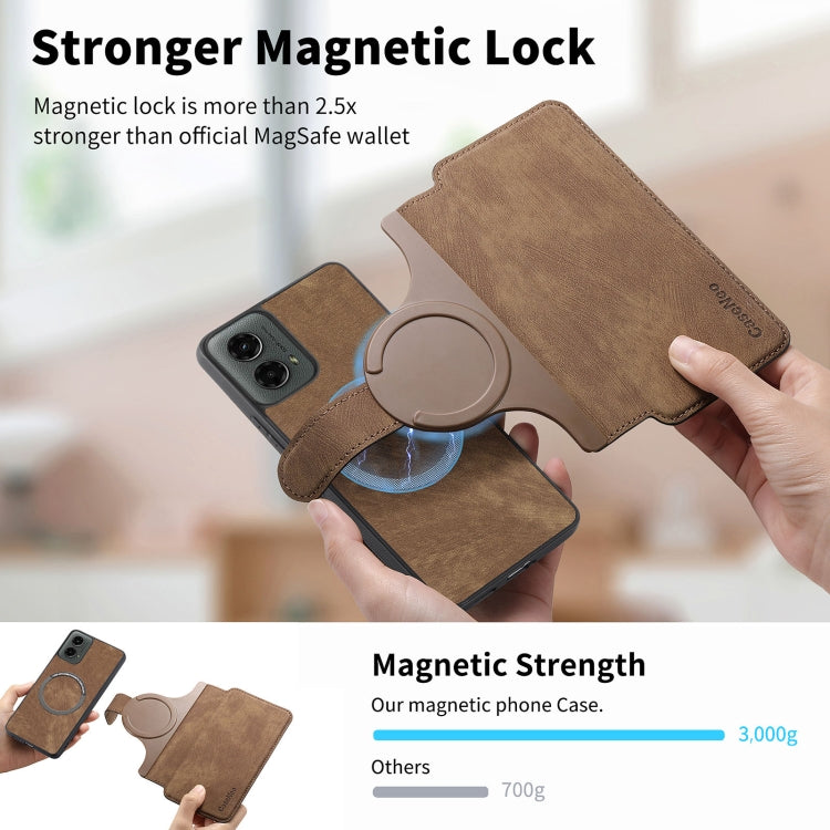 For Motorola Moto G 5G 2024 CaseNeo MagSafe RFID Anti-theft Retro Leather Phone Case(Brown) by CaseNeo