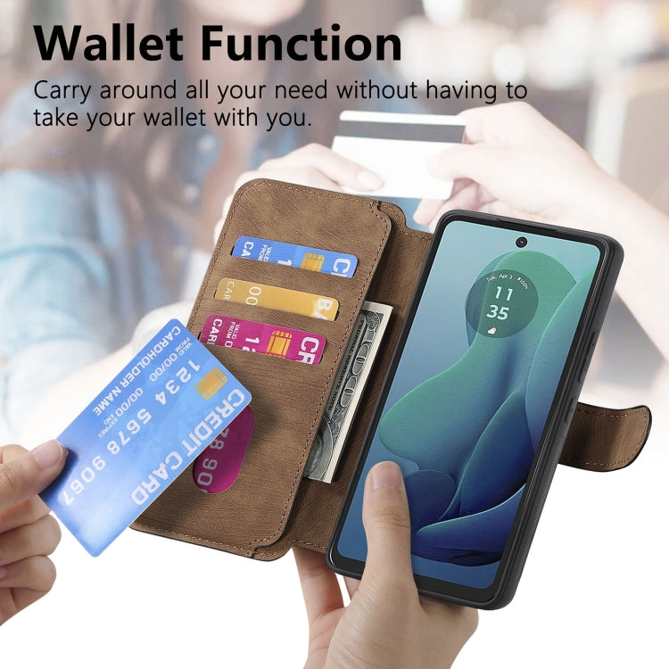 For Motorola Moto G 5G 2024 CaseNeo MagSafe RFID Anti-theft Retro Leather Phone Case(Brown) by CaseNeo