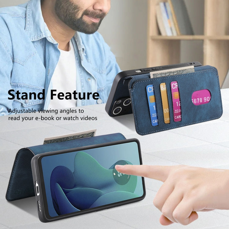 For Motorola Moto G 5G 2024 CaseNeo MagSafe RFID Anti-theft Retro Leather Phone Case(Blue) by CaseNeo