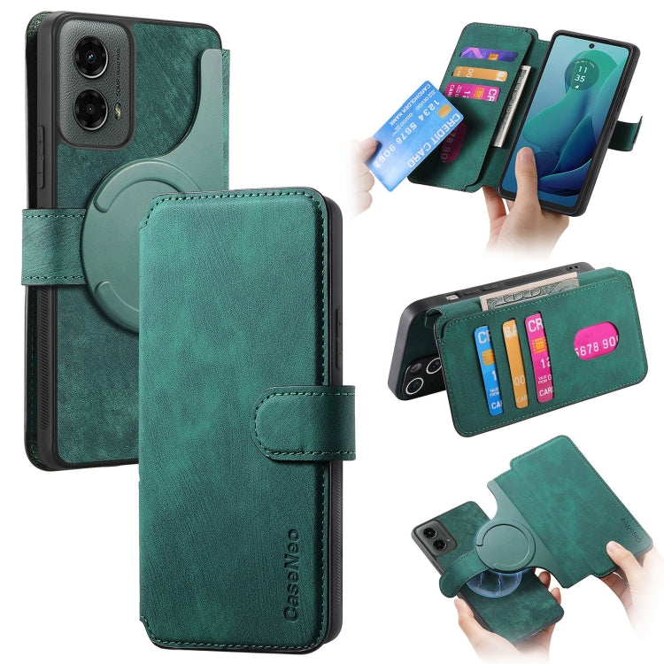 For Motorola Moto G 5G 2024 CaseNeo MagSafe RFID Anti-theft Retro Leather Phone Case(Green) by CaseNeo