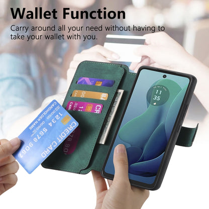 For Motorola Moto G 5G 2024 CaseNeo MagSafe RFID Anti-theft Retro Leather Phone Case(Green) by CaseNeo