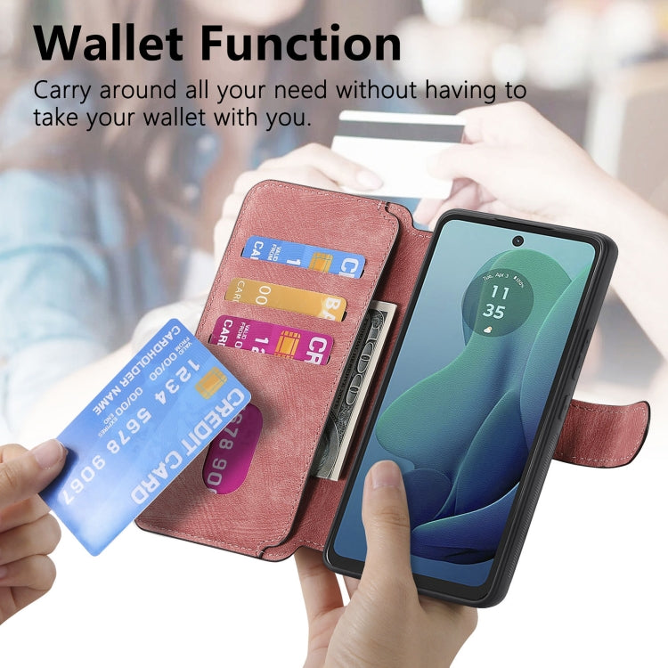 For Motorola Moto G 5G 2024 CaseNeo MagSafe RFID Anti-theft Retro Leather Phone Case(Pink) by CaseNeo