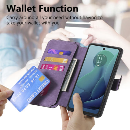 For Motorola Moto G 5G 2024 CaseNeo MagSafe RFID Anti-theft Retro Leather Phone Case(Purple) by CaseNeo