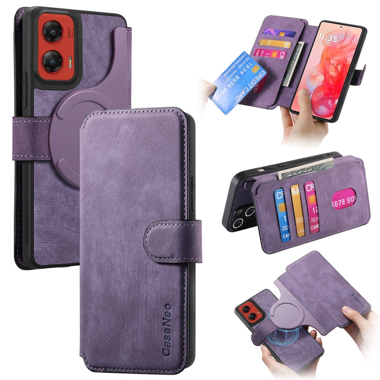 For Motorola Moto G Stylus 5G 2024 CaseNeo MagSafe RFID Anti-theft Retro Leather Phone Case(Purple) by CaseNeo