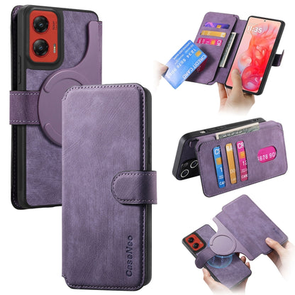 For Motorola Moto G Stylus 5G 2024 CaseNeo MagSafe RFID Anti-theft Retro Leather Phone Case(Purple) by CaseNeo