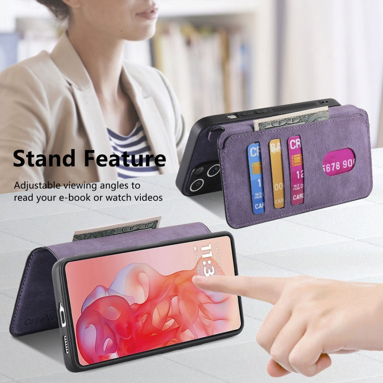 For Motorola Moto G Stylus 5G 2024 CaseNeo MagSafe RFID Anti-theft Retro Leather Phone Case(Purple) by CaseNeo