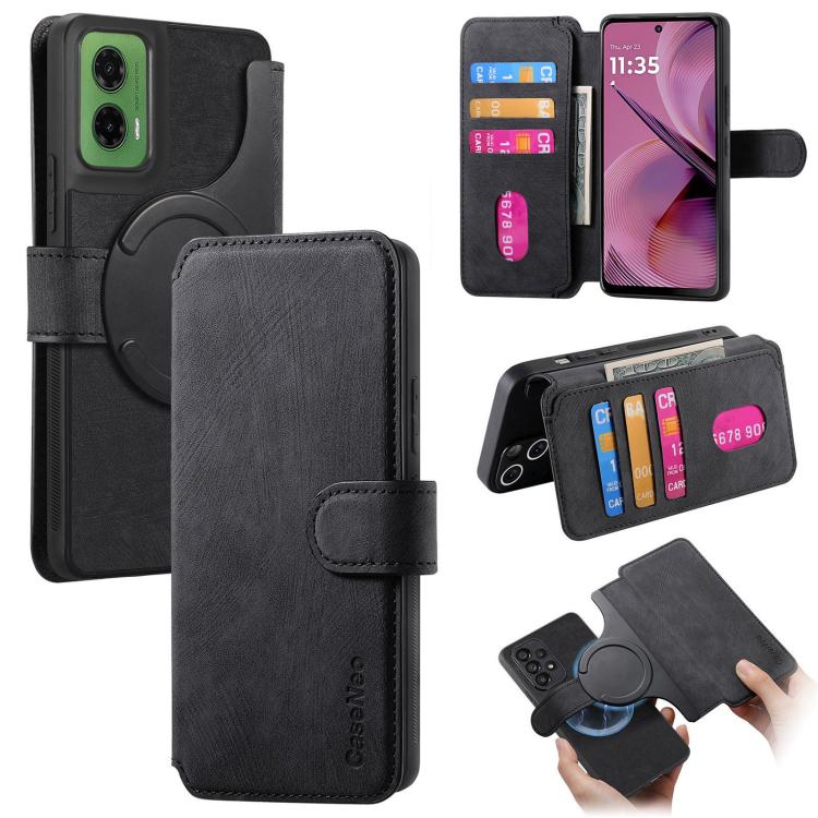 For Motorola Moto G35 CaseNeo MagSafe RFID Anti-theft Retro Leather Phone Case(Black) by CaseNeo