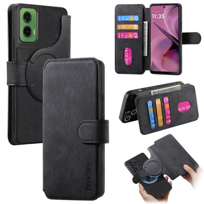 For Motorola Moto G35 CaseNeo MagSafe RFID Anti-theft Retro Leather Phone Case(Black) by CaseNeo