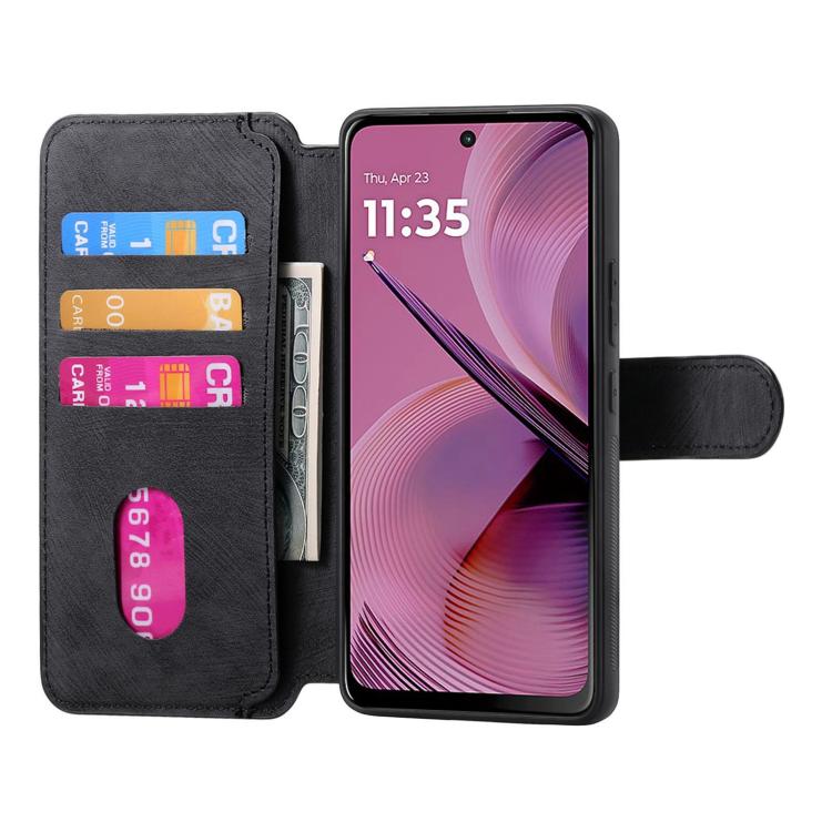 For Motorola Moto G35 CaseNeo MagSafe RFID Anti-theft Retro Leather Phone Case(Black) by CaseNeo