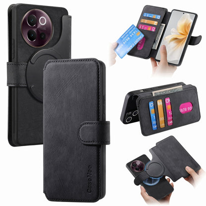 For vivo V40 Lite CaseNeo MagSafe RFID Anti-theft Retro Leather Phone Case(Black) by CaseNeo