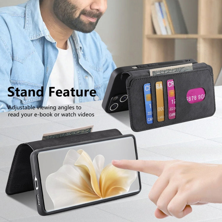 For vivo V40 Lite CaseNeo MagSafe RFID Anti-theft Retro Leather Phone Case(Black) by CaseNeo