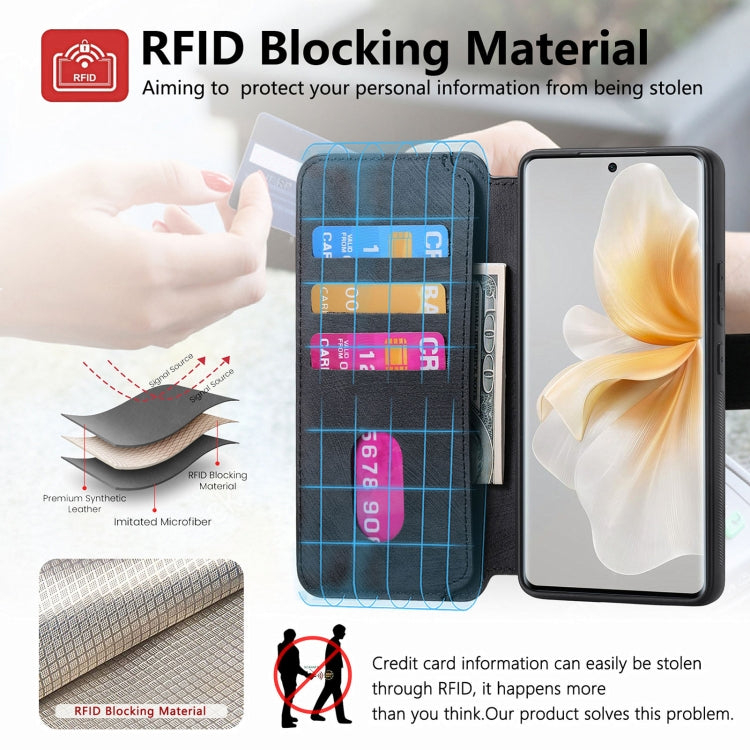 For vivo V40 Lite CaseNeo MagSafe RFID Anti-theft Retro Leather Phone Case(Black) by CaseNeo