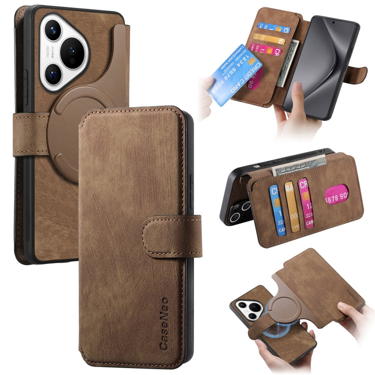 For Huawei Pura 70 CaseNeo MagSafe RFID Anti-theft Retro Leather Phone Case(Brown) by CaseNeo