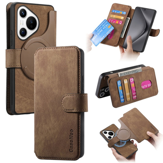 For Huawei Pura 70 CaseNeo MagSafe RFID Anti-theft Retro Leather Phone Case(Brown) by CaseNeo