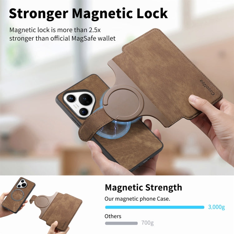 For Huawei Pura 70 CaseNeo MagSafe RFID Anti-theft Retro Leather Phone Case(Brown) by CaseNeo