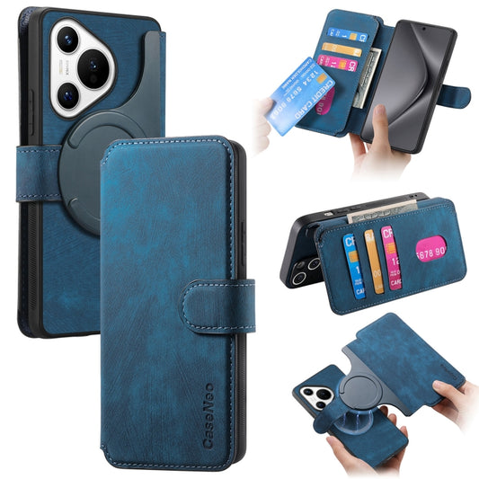 For Huawei Pura 70 CaseNeo MagSafe RFID Anti-theft Retro Leather Phone Case(Blue) by CaseNeo