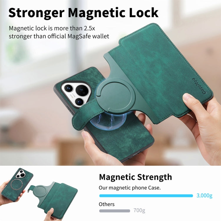 For Huawei Pura 70 CaseNeo MagSafe RFID Anti-theft Retro Leather Phone Case(Green) by CaseNeo