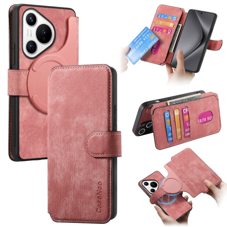 For Huawei Pura 70 CaseNeo MagSafe RFID Anti-theft Retro Leather Phone Case(Pink) by CaseNeo