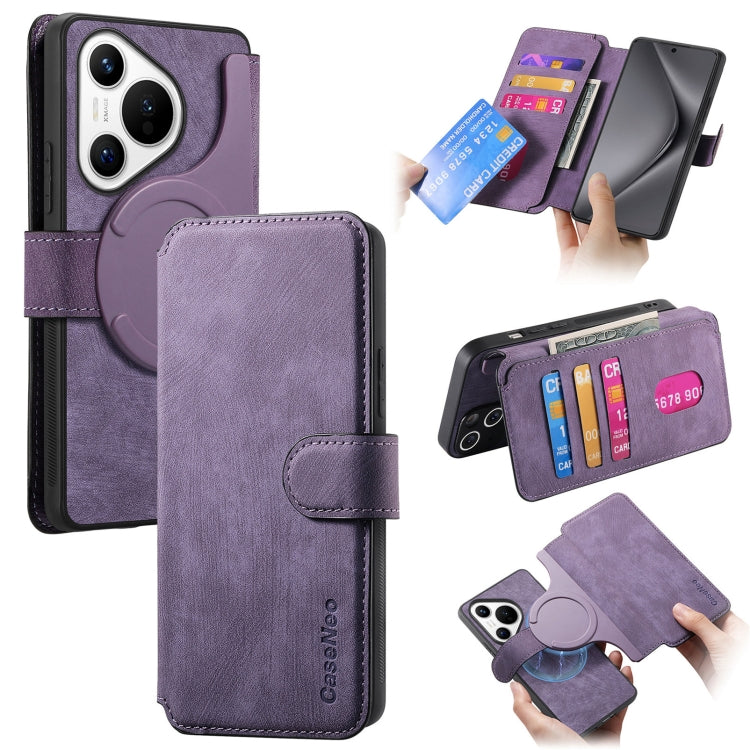 For Huawei Pura 70 CaseNeo MagSafe RFID Anti-theft Retro Leather Phone Case(Purple) by CaseNeo