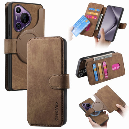 For Huawei Pura 70 Pro CaseNeo MagSafe RFID Anti-theft Retro Leather Phone Case(Brown) by CaseNeo