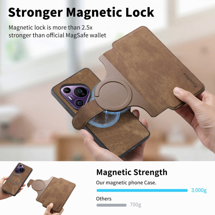 For Huawei Pura 70 Pro CaseNeo MagSafe RFID Anti-theft Retro Leather Phone Case(Brown) by CaseNeo
