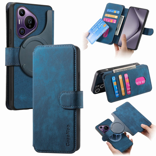 For Huawei Pura 70 Pro CaseNeo MagSafe RFID Anti-theft Retro Leather Phone Case(Blue) by CaseNeo