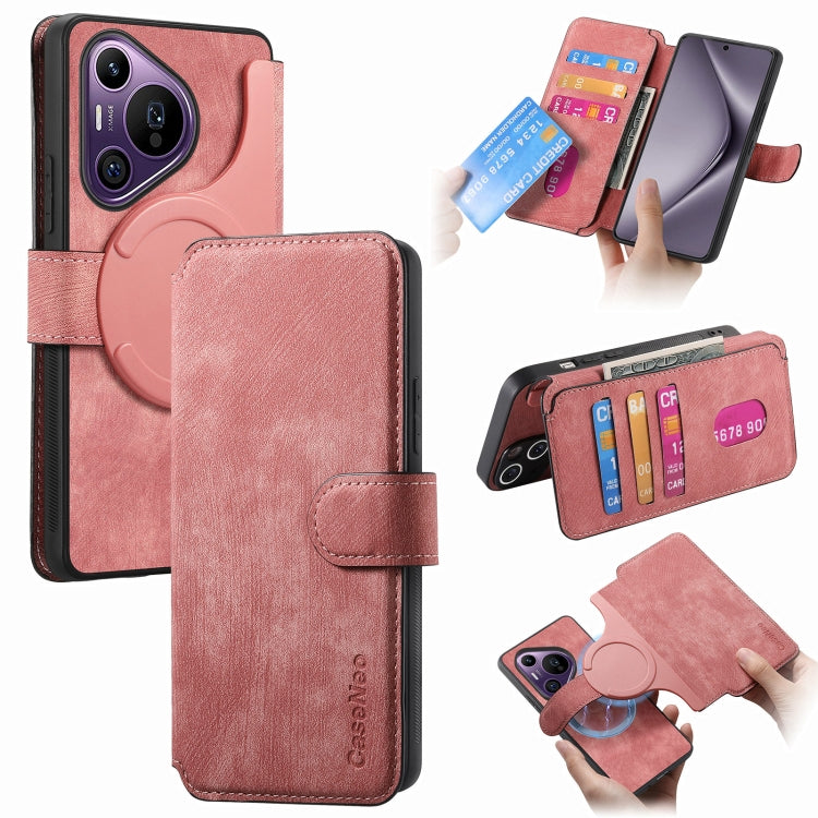For Huawei Pura 70 Pro CaseNeo MagSafe RFID Anti-theft Retro Leather Phone Case(Pink) by CaseNeo