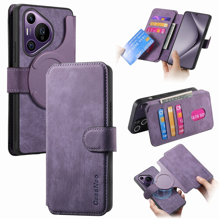 For Huawei Pura 70 Pro CaseNeo MagSafe RFID Anti-theft Retro Leather Phone Case(Purple) by CaseNeo