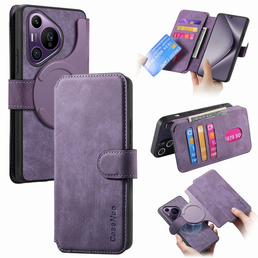 For Huawei Pura 70 Pro CaseNeo MagSafe RFID Anti-theft Retro Leather Phone Case(Purple) by CaseNeo