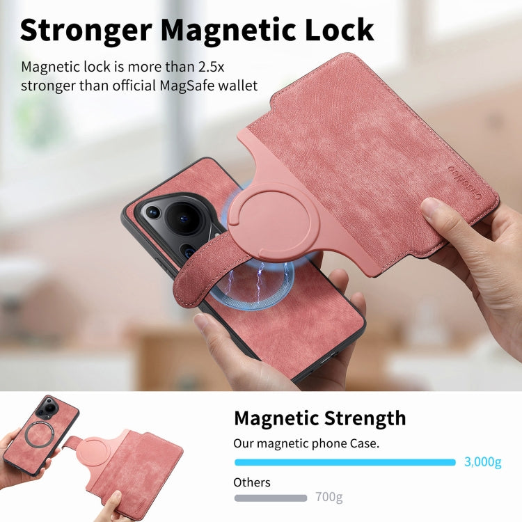 For Huawei Pura 70 Ultra CaseNeo MagSafe RFID Anti-theft Retro Leather Phone Case(Pink) by CaseNeo