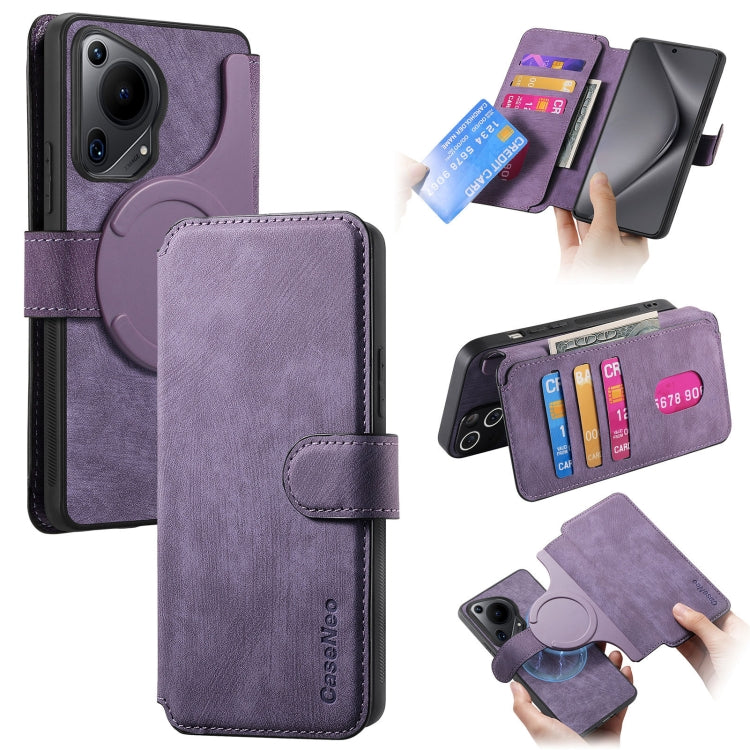 For Huawei Pura 70 Ultra CaseNeo MagSafe RFID Anti-theft Retro Leather Phone Case(Purple) by CaseNeo