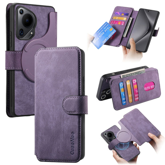 For Huawei Pura 70 Ultra CaseNeo MagSafe RFID Anti-theft Retro Leather Phone Case(Purple) by CaseNeo
