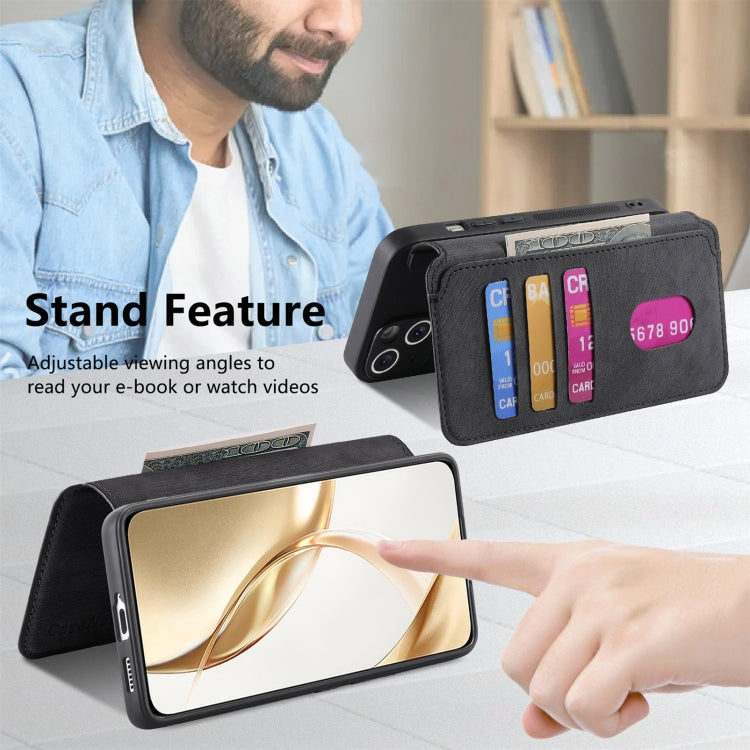 For Honor 200 CaseNeo MagSafe RFID Anti-theft Retro Leather Phone Case(Black) by CaseNeo