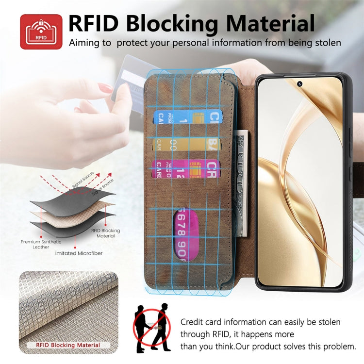 For Honor 200 CaseNeo MagSafe RFID Anti-theft Retro Leather Phone Case(Brown) by CaseNeo