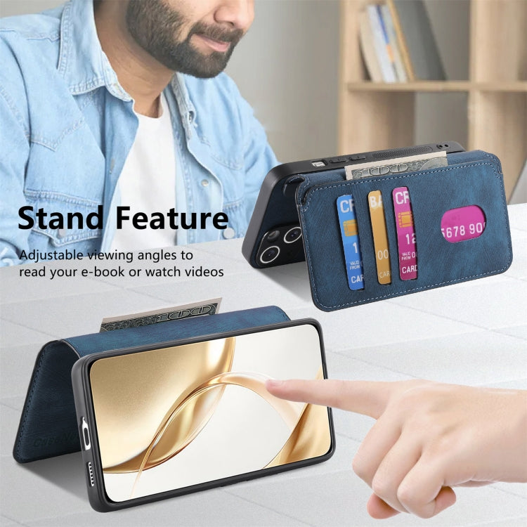 For Honor 200 CaseNeo MagSafe RFID Anti-theft Retro Leather Phone Case(Blue) by CaseNeo