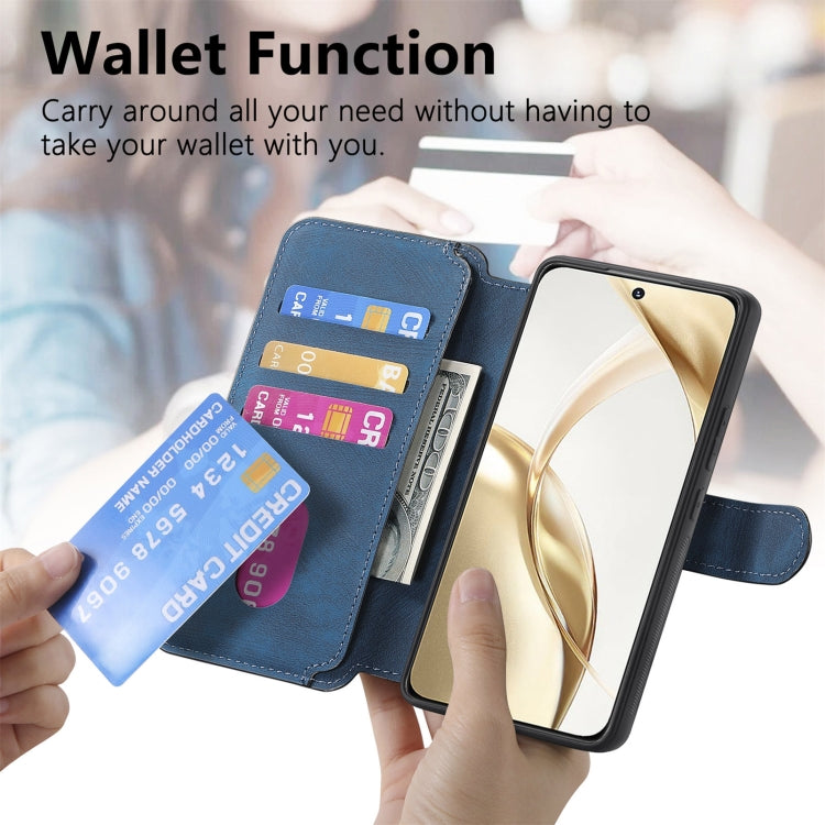 For Honor 200 CaseNeo MagSafe RFID Anti-theft Retro Leather Phone Case(Blue) by CaseNeo