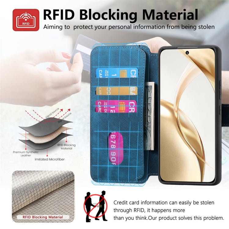 For Honor 200 CaseNeo MagSafe RFID Anti-theft Retro Leather Phone Case(Blue) by CaseNeo