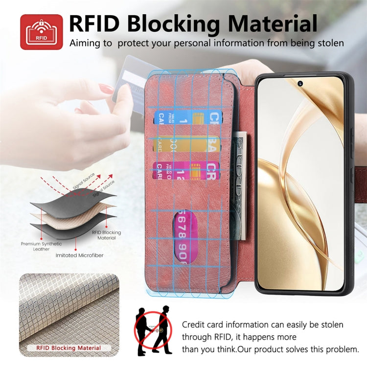 For Honor 200 CaseNeo MagSafe RFID Anti-theft Retro Leather Phone Case(Pink) by CaseNeo