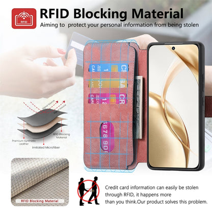 For Honor 200 CaseNeo MagSafe RFID Anti-theft Retro Leather Phone Case(Pink) by CaseNeo