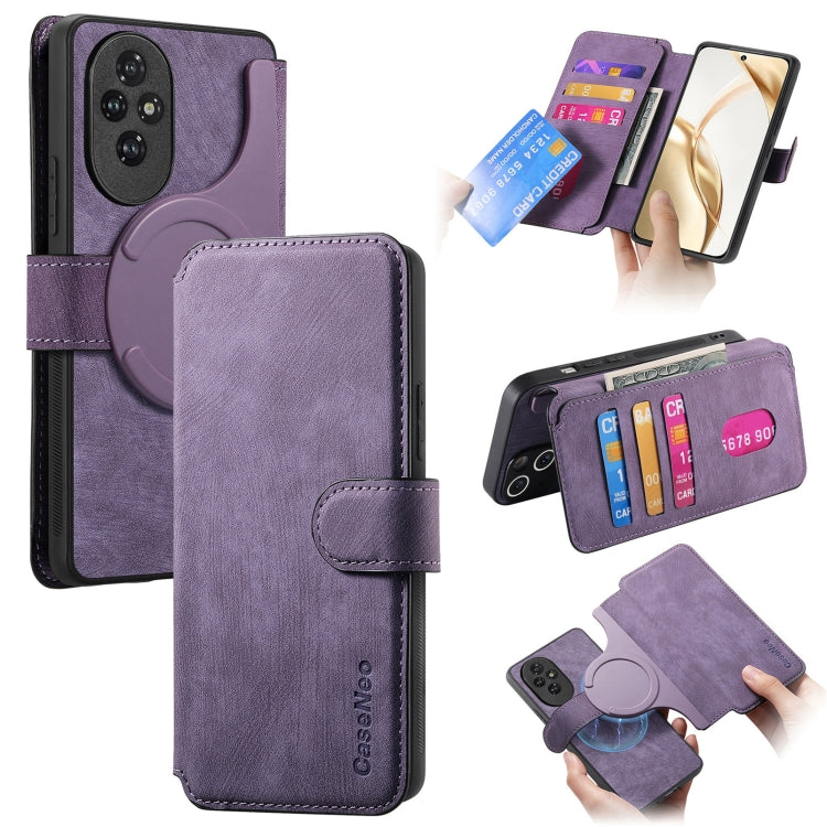 For Honor 200 CaseNeo MagSafe RFID Anti-theft Retro Leather Phone Case(Purple) by CaseNeo