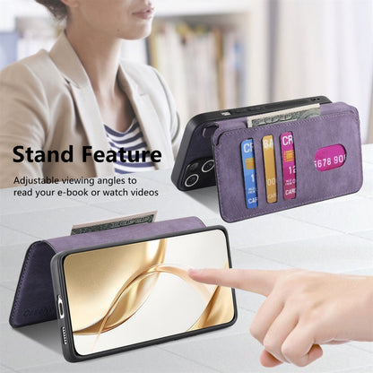 For Honor 200 CaseNeo MagSafe RFID Anti-theft Retro Leather Phone Case(Purple) by CaseNeo