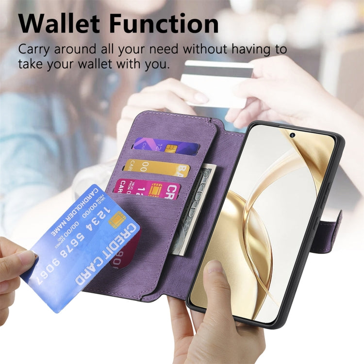 For Honor 200 CaseNeo MagSafe RFID Anti-theft Retro Leather Phone Case(Purple) by CaseNeo