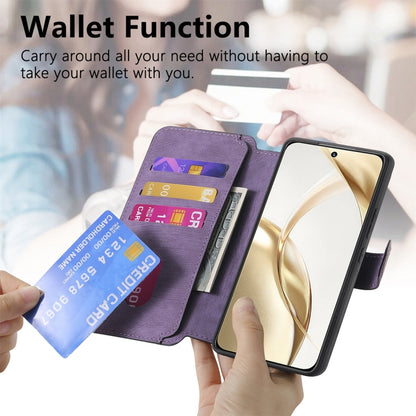 For Honor 200 CaseNeo MagSafe RFID Anti-theft Retro Leather Phone Case(Purple) by CaseNeo