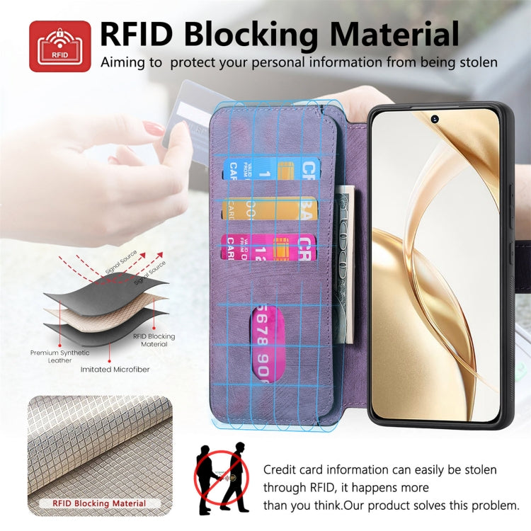 For Honor 200 CaseNeo MagSafe RFID Anti-theft Retro Leather Phone Case(Purple) by CaseNeo